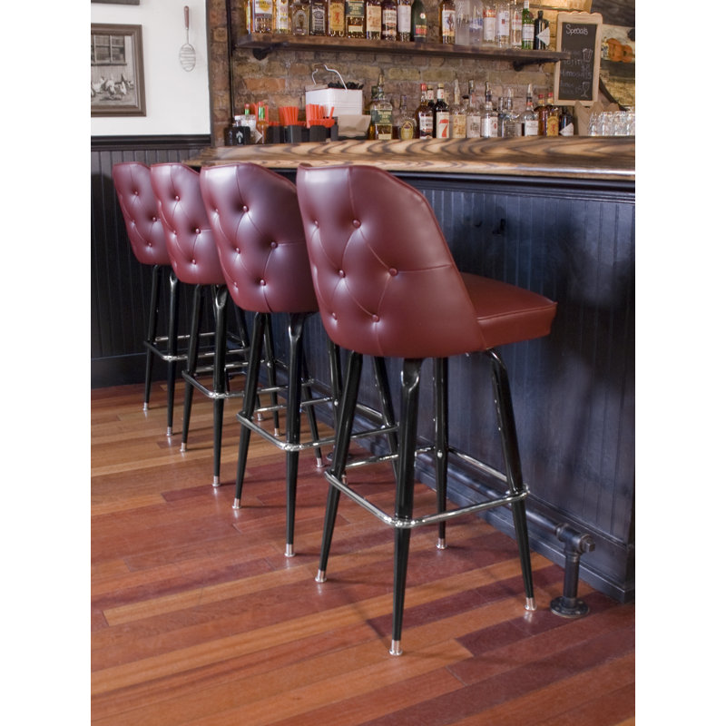 Richardson Seating Tufted Button Upholstered Bucket Swivel Bar Stool ...